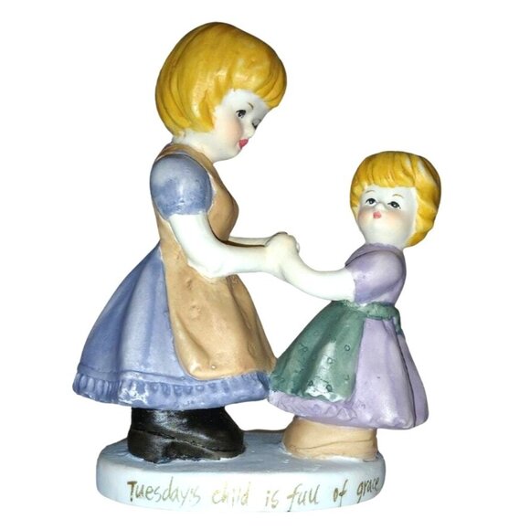 Vintage 80s Figurine Tuesdays Child Ceramic PDK Mother Daughter Grace Child - Picture 1 of 7